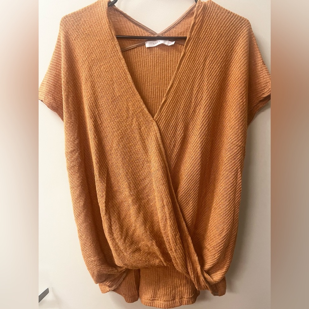 Lush womens knit pullover apricot colored top